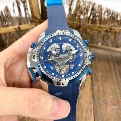 Knockoff Hublot Big Bang Perpetual Calendar Automatic Watch SS Case Blue Dial